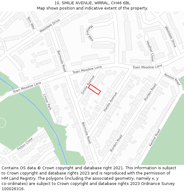 10, SMILIE AVENUE, WIRRAL, CH46 6BL: Location map and indicative extent of plot