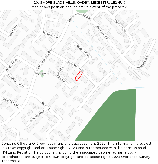 10, SMORE SLADE HILLS, OADBY, LEICESTER, LE2 4UX: Location map and indicative extent of plot