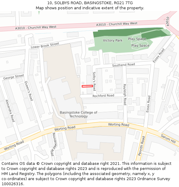 10, SOLBYS ROAD, BASINGSTOKE, RG21 7TG: Location map and indicative extent of plot