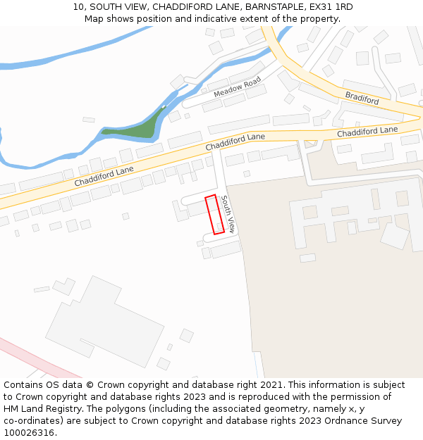 10, SOUTH VIEW, CHADDIFORD LANE, BARNSTAPLE, EX31 1RD: Location map and indicative extent of plot