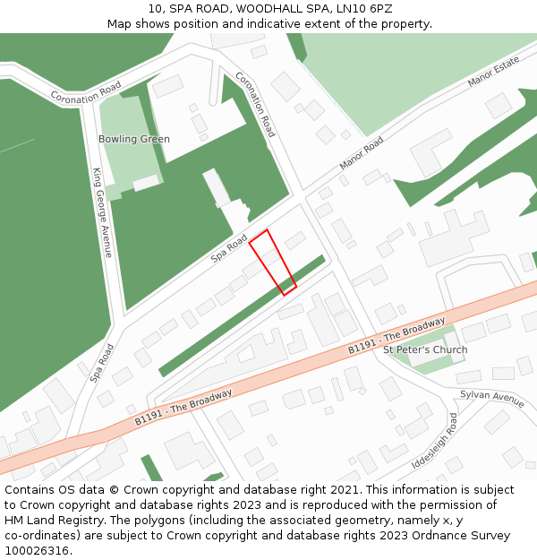 10, SPA ROAD, WOODHALL SPA, LN10 6PZ: Location map and indicative extent of plot