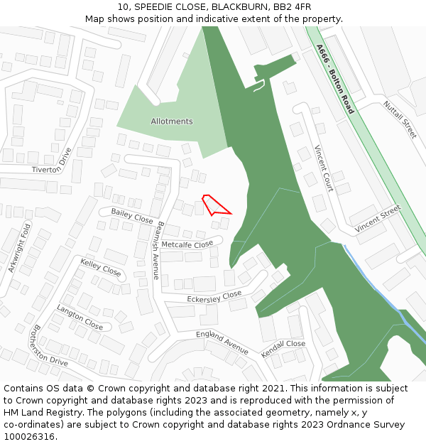 10, SPEEDIE CLOSE, BLACKBURN, BB2 4FR: Location map and indicative extent of plot