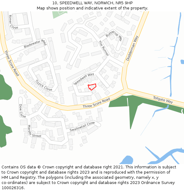 10, SPEEDWELL WAY, NORWICH, NR5 9HP: Location map and indicative extent of plot