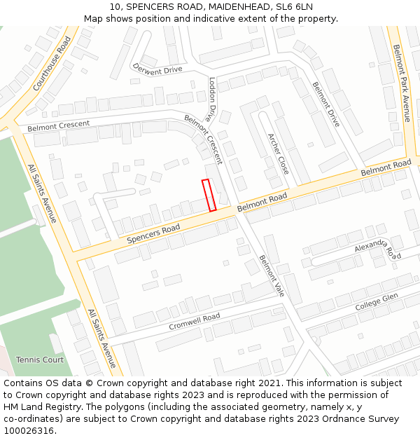 10, SPENCERS ROAD, MAIDENHEAD, SL6 6LN: Location map and indicative extent of plot