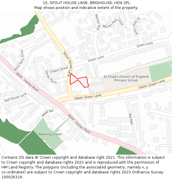 10, SPOUT HOUSE LANE, BRIGHOUSE, HD6 2PL: Location map and indicative extent of plot