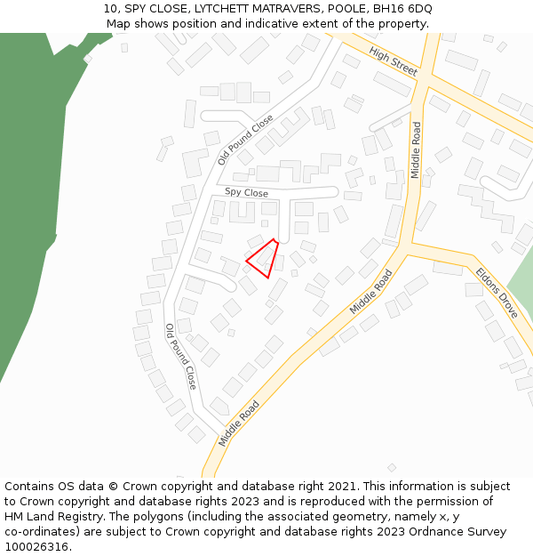 10, SPY CLOSE, LYTCHETT MATRAVERS, POOLE, BH16 6DQ: Location map and indicative extent of plot