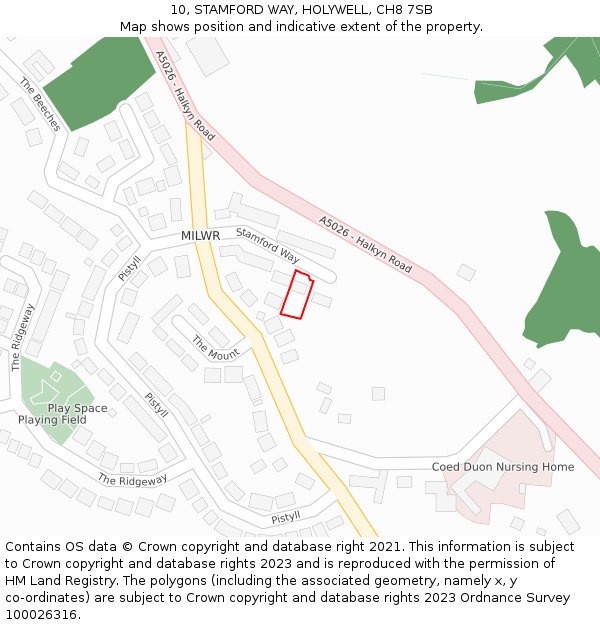 10, STAMFORD WAY, HOLYWELL, CH8 7SB: Location map and indicative extent of plot