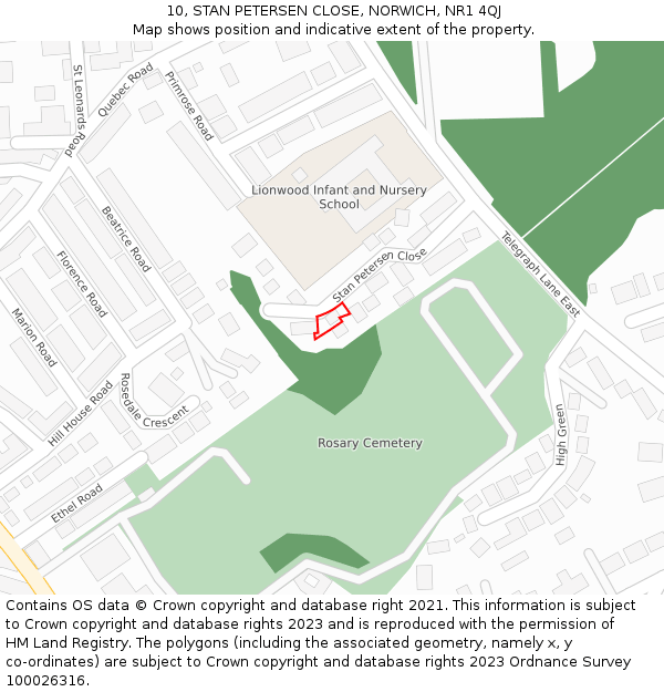 10, STAN PETERSEN CLOSE, NORWICH, NR1 4QJ: Location map and indicative extent of plot