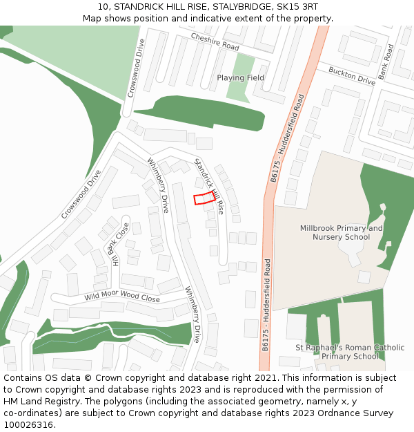 10, STANDRICK HILL RISE, STALYBRIDGE, SK15 3RT: Location map and indicative extent of plot
