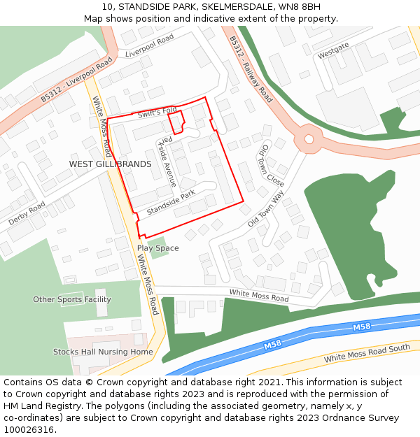 10, STANDSIDE PARK, SKELMERSDALE, WN8 8BH: Location map and indicative extent of plot