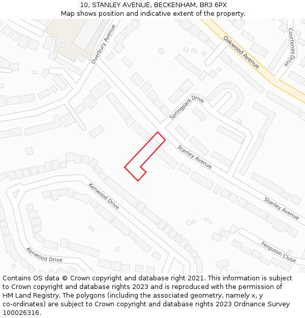 10, STANLEY AVENUE, BECKENHAM, BR3 6PX: Location map and indicative extent of plot