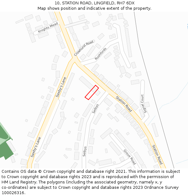 10, STATION ROAD, LINGFIELD, RH7 6DX: Location map and indicative extent of plot
