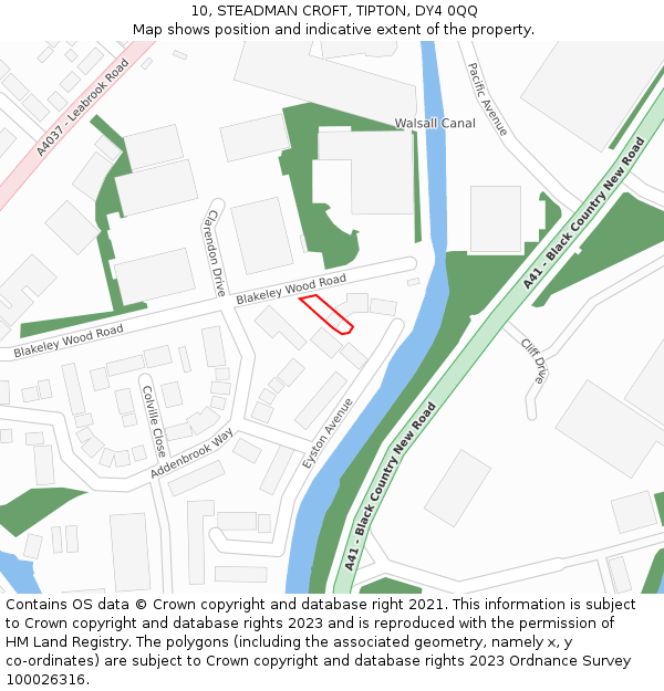 10, STEADMAN CROFT, TIPTON, DY4 0QQ: Location map and indicative extent of plot