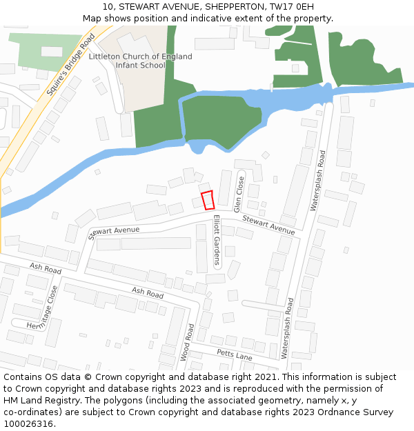 10, STEWART AVENUE, SHEPPERTON, TW17 0EH: Location map and indicative extent of plot