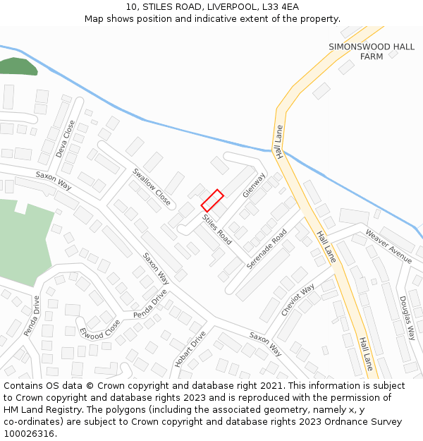 10, STILES ROAD, LIVERPOOL, L33 4EA: Location map and indicative extent of plot