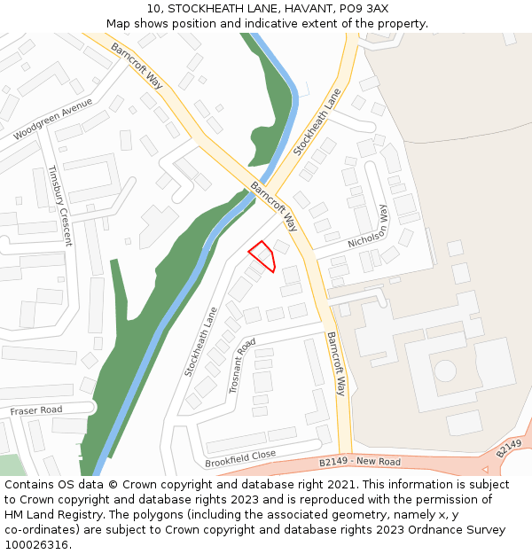 10, STOCKHEATH LANE, HAVANT, PO9 3AX: Location map and indicative extent of plot