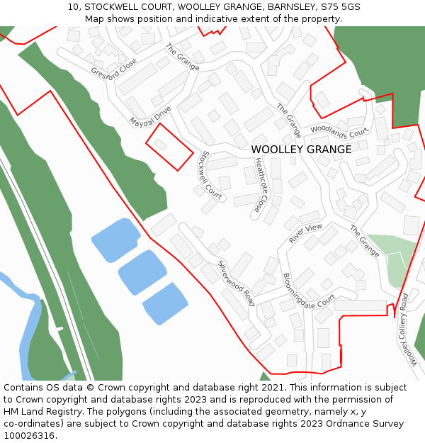 10, STOCKWELL COURT, WOOLLEY GRANGE, BARNSLEY, S75 5GS: Location map and indicative extent of plot