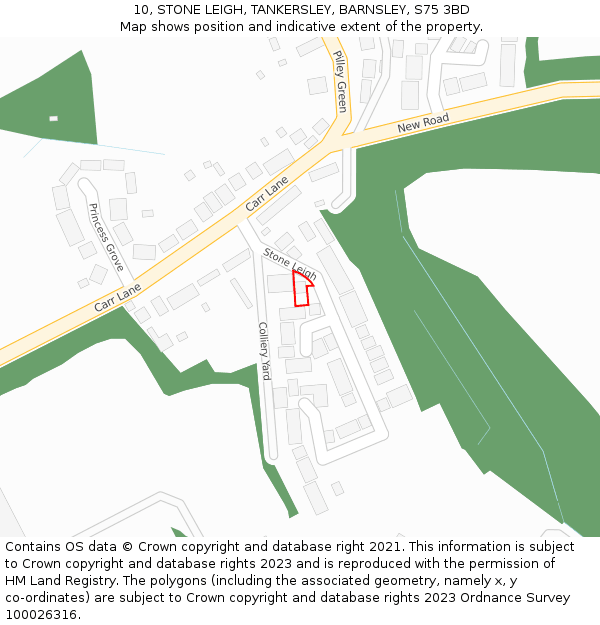 10, STONE LEIGH, TANKERSLEY, BARNSLEY, S75 3BD: Location map and indicative extent of plot