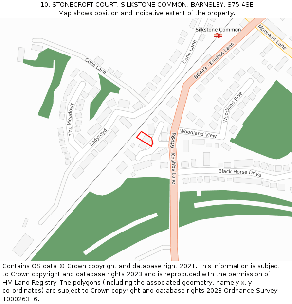 10, STONECROFT COURT, SILKSTONE COMMON, BARNSLEY, S75 4SE: Location map and indicative extent of plot