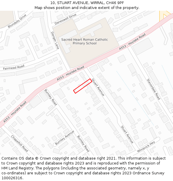 10, STUART AVENUE, WIRRAL, CH46 9PF: Location map and indicative extent of plot