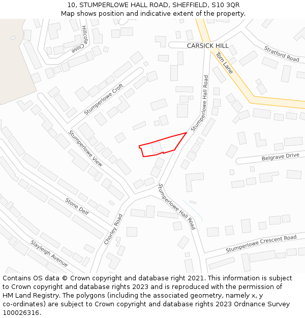 10, STUMPERLOWE HALL ROAD, SHEFFIELD, S10 3QR: Location map and indicative extent of plot