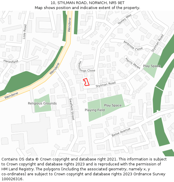 10, STYLMAN ROAD, NORWICH, NR5 9ET: Location map and indicative extent of plot