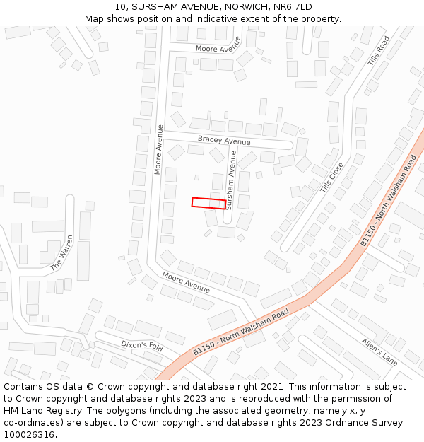 10, SURSHAM AVENUE, NORWICH, NR6 7LD: Location map and indicative extent of plot