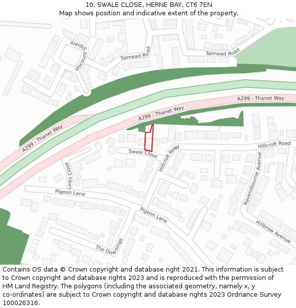 10, SWALE CLOSE, HERNE BAY, CT6 7EN: Location map and indicative extent of plot