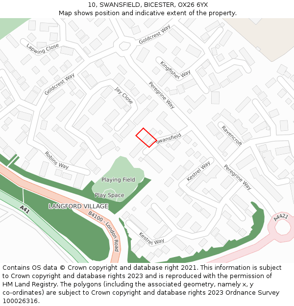 10, SWANSFIELD, BICESTER, OX26 6YX: Location map and indicative extent of plot