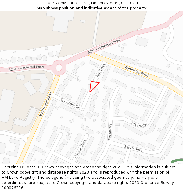 10, SYCAMORE CLOSE, BROADSTAIRS, CT10 2LT: Location map and indicative extent of plot