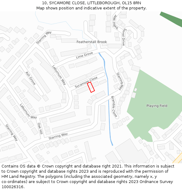 10, SYCAMORE CLOSE, LITTLEBOROUGH, OL15 8RN: Location map and indicative extent of plot