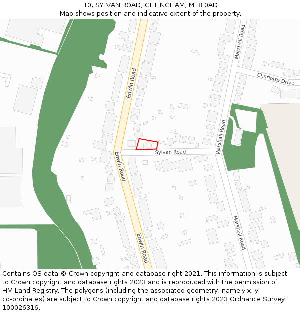 10, SYLVAN ROAD, GILLINGHAM, ME8 0AD: Location map and indicative extent of plot