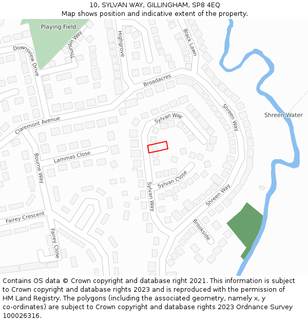 10, SYLVAN WAY, GILLINGHAM, SP8 4EQ: Location map and indicative extent of plot