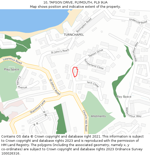 10, TAPSON DRIVE, PLYMOUTH, PL9 9UA: Location map and indicative extent of plot