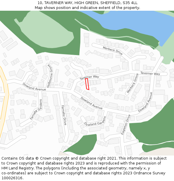 10, TAVERNER WAY, HIGH GREEN, SHEFFIELD, S35 4LL: Location map and indicative extent of plot