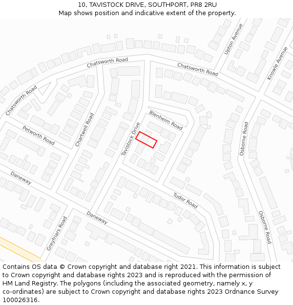 10, TAVISTOCK DRIVE, SOUTHPORT, PR8 2RU: Location map and indicative extent of plot