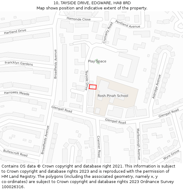 10, TAYSIDE DRIVE, EDGWARE, HA8 8RD: Location map and indicative extent of plot