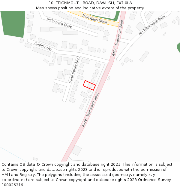 10, TEIGNMOUTH ROAD, DAWLISH, EX7 0LA: Location map and indicative extent of plot