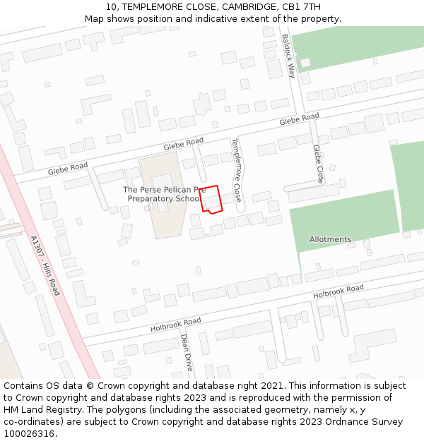 10, TEMPLEMORE CLOSE, CAMBRIDGE, CB1 7TH: Location map and indicative extent of plot