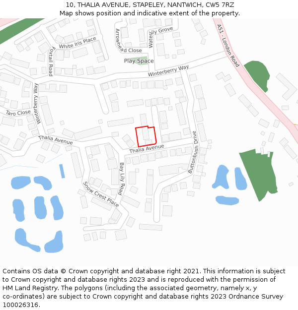 10, THALIA AVENUE, STAPELEY, NANTWICH, CW5 7RZ: Location map and indicative extent of plot