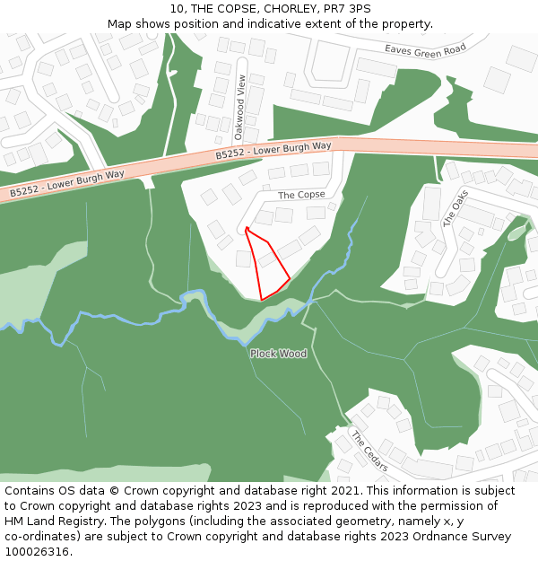 10, THE COPSE, CHORLEY, PR7 3PS: Location map and indicative extent of plot