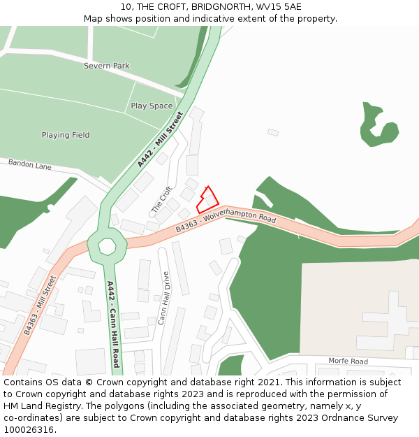 10, THE CROFT, BRIDGNORTH, WV15 5AE: Location map and indicative extent of plot