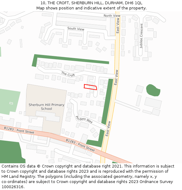 10, THE CROFT, SHERBURN HILL, DURHAM, DH6 1QL: Location map and indicative extent of plot