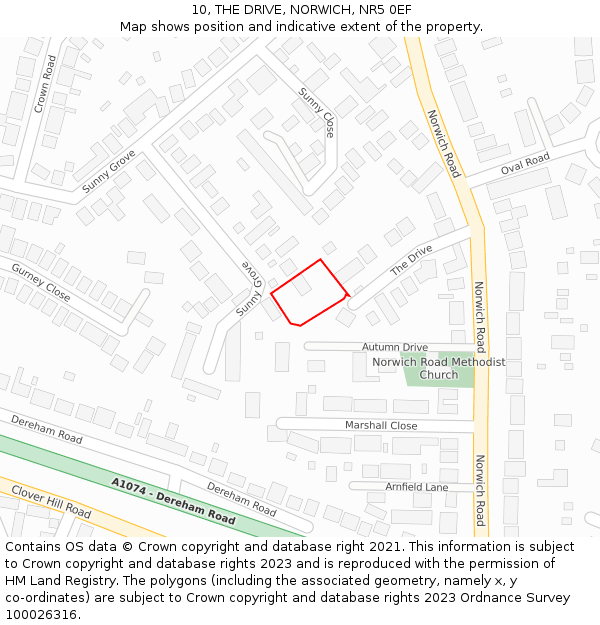 10, THE DRIVE, NORWICH, NR5 0EF: Location map and indicative extent of plot
