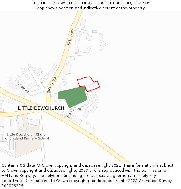 10, THE FURROWS, LITTLE DEWCHURCH, HEREFORD, HR2 6QY: Location map and indicative extent of plot