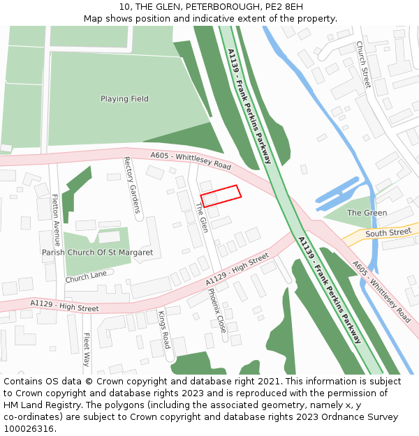 10, THE GLEN, PETERBOROUGH, PE2 8EH: Location map and indicative extent of plot