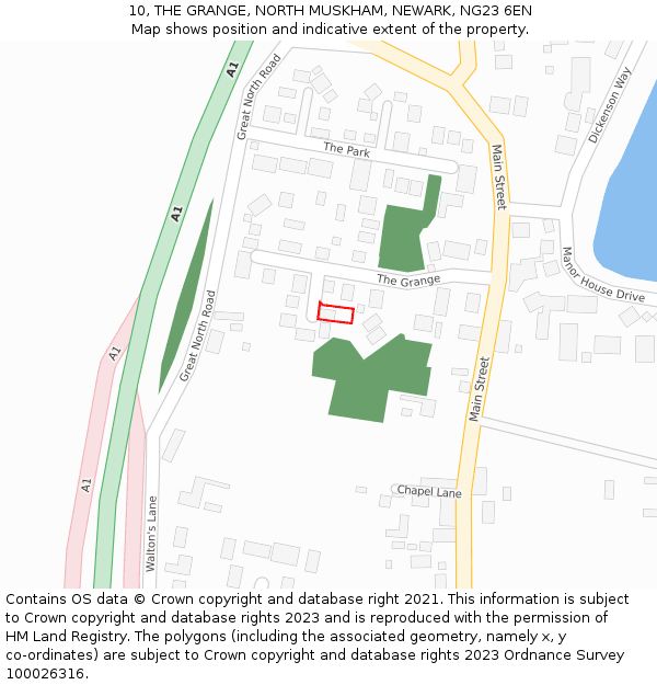 10, THE GRANGE, NORTH MUSKHAM, NEWARK, NG23 6EN: Location map and indicative extent of plot