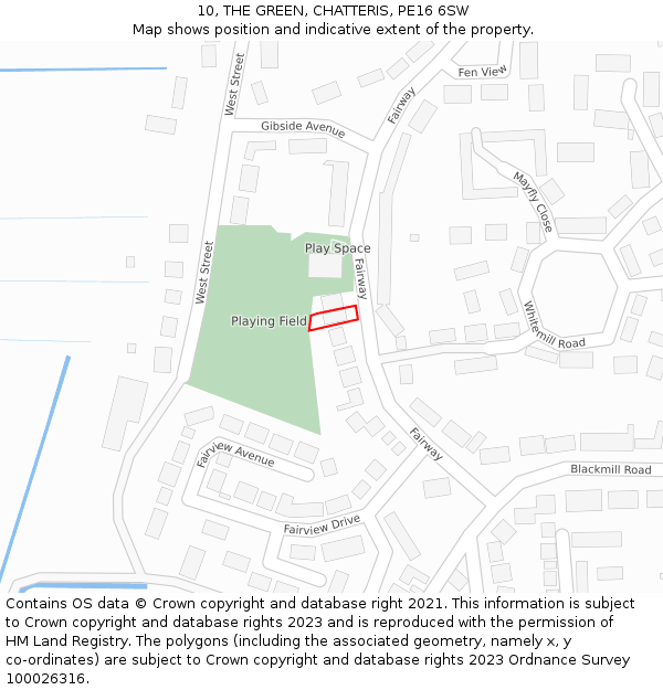 10, THE GREEN, CHATTERIS, PE16 6SW: Location map and indicative extent of plot