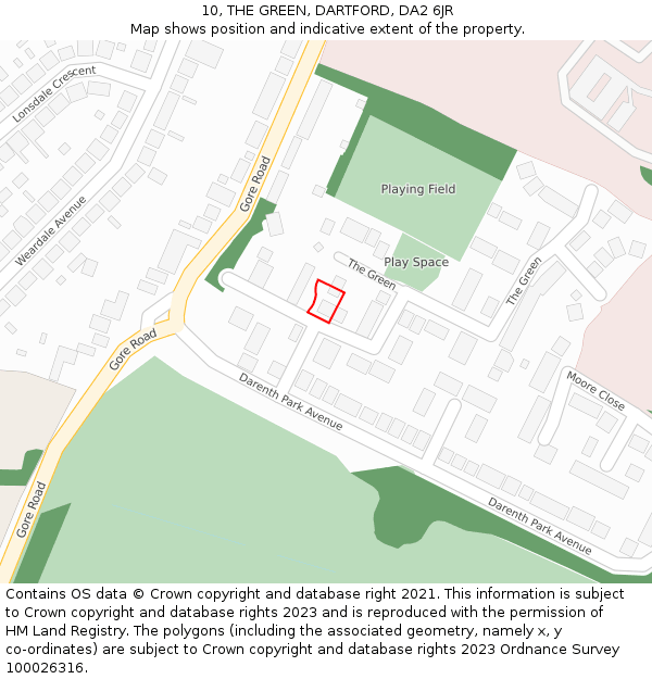 10, THE GREEN, DARTFORD, DA2 6JR: Location map and indicative extent of plot