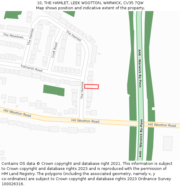 10, THE HAMLET, LEEK WOOTTON, WARWICK, CV35 7QW: Location map and indicative extent of plot